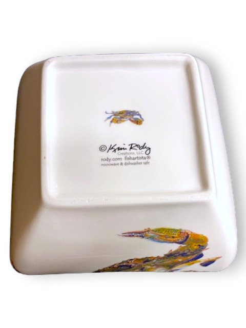 7 inch Beautiful Swimmer Set of Four Medium Square Bowls - Image 5