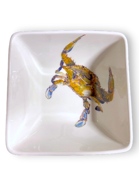 7 inch Beautiful Swimmer Set of Four Medium Square Bowls - Image 4